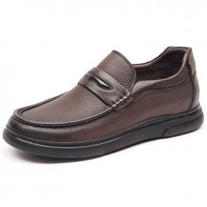 Brown Elevator Penny Loafers | 2.2 Inch Premium Slip-On Shoes 