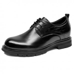 Polished Black Elevator Wedding Shoes for Men Increase 2.8 inch / 7cm