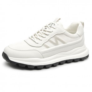 White Elevator Sneakers for Men - Comfort Increase Height 2.8" 