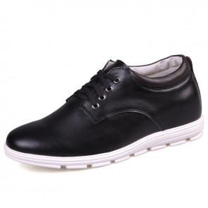 Black hidden height increasing casual shoes get taller 6cm / 2.36inches