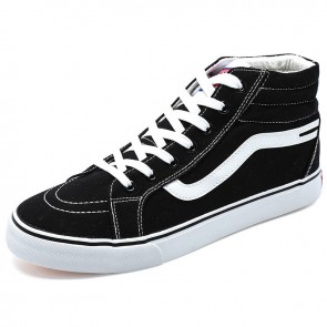 Elevator Plimsolls Shoes for Men Get Taller 2.8inch / 7cm Black-white High Top Height Sneakers