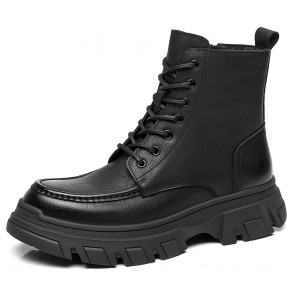 Black Elevator Zipper Chukka Boots | 2.4 Inch Thick Sole Boots