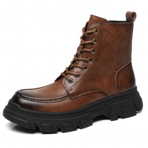 Brown Elevator Zipper Chukka Boots | 6 cm Hidden Lift Boots