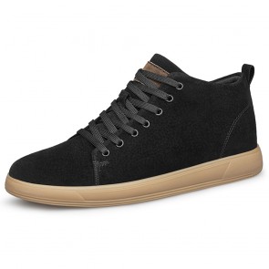 Best Suede Elevator Sneakers - Black High Top Skate Shoes