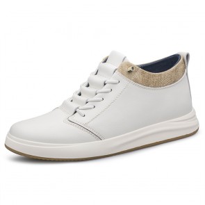 White Elevator Casual Sneakers - Add Height 2.4 inch