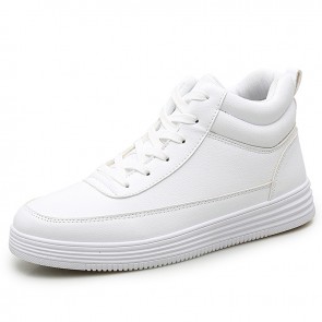 Clearance Fashion High Top Elevator Skate Shoes White Sneakers Increase Height