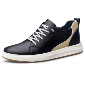 Height-increasing Casual Luxe Sneakers - 2.4 Inch Black Lift Skate Shoes 