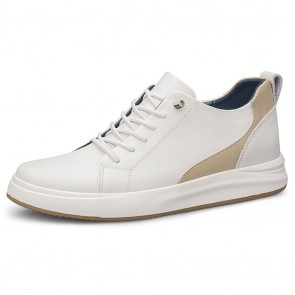 Height-increasing White Luxe Sneakers - Stylish Men’s Shoes