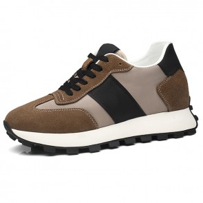 Brown Streetwear Trek Hybrid Sneakers Get Taller 3 Inch