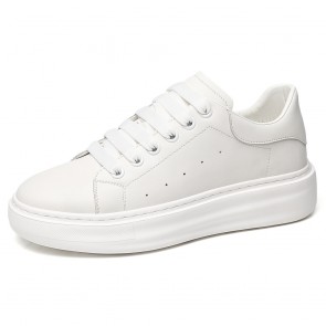 Height Increasing Platform Sneakers - 3 Inch White Versatile Skate Shoes