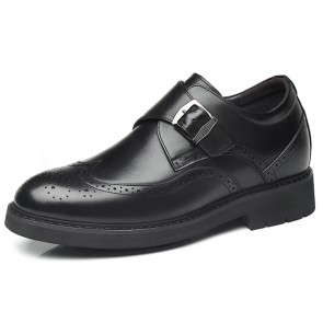 2023 Elevator Monk Strap Oxfords Gain Height 2.8 inch / 7 cm British Hidden Lift Brogue Formal Shoes