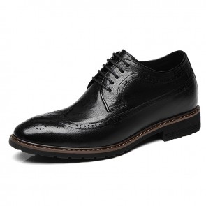 Charming Elevator Brogue Oxfords - Black 3 Inch Taller Dress Shoes