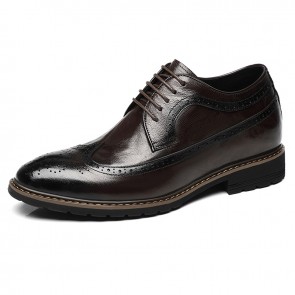 Brown Charming Elevator Brogue Oxfords - 3 Inch Taller