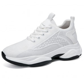 White Mesh Elevator Chunky Trainers – Gain Taller 2.8 inches