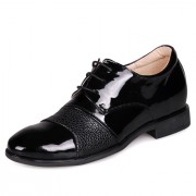 Formal Tall Shoes Black Glossy Cow Leather Dress Shoe Elevating Height 6cm / 2.5Inches