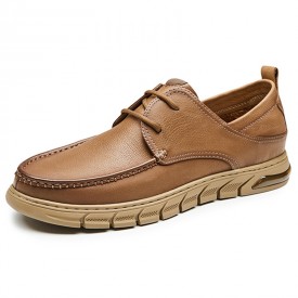 2023 Comfortable Height Increasing Business Shoes Brown Oxhide Lift Casual Shoes Add 2.4inch / 6cm