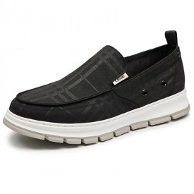 2024 Super Lightweight Elevator Canvas Sneakers Black Slip On Lift Casual Loafers Taller 2inch / 5cm