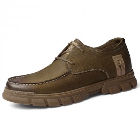 Comfortable Lift Men Work Shoes British Brown Premium Nubuck Casual Shoes Add Tall 2.4inch / 6cm