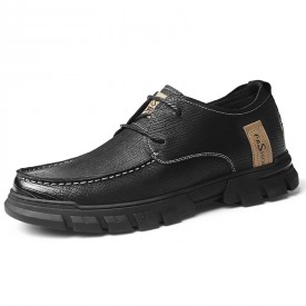 Comfortable Taller Men Work Shoes British Black Premium Nubuck Casual Shoes Height 2.4inch / 6cm