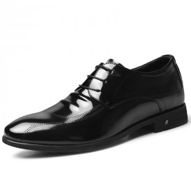 Lightweight Shiny Elevator Tuxedo Shoes Patent Leather Formal Shoes Increase Taller 2.6inch / 6.5cm