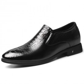 Lightweight Hidden Taller Loafers Crocodile Pattern Elevator Slip On Dress Shoes Increase 2.6inch / 6.5cm