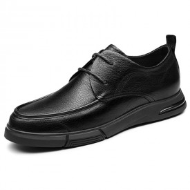 Relaxed Elevator Casual Shoes Black Soft Lambskin Leather Business Shoes Add Taller 2.2inch / 5.5cm