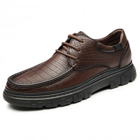 Modern Hidden Lift Business Shoes Brown Soft Lambskin Anti-Slip Casual Shoes Add Taller 2.4inch / 6cm