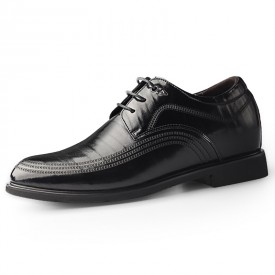 2020 British Elegant Hidden Height Tuxedo Shoes Black Cowhide Elevator Formal Derbies Increase 2.4inch / 6cm