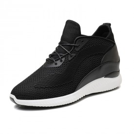 Clearance Hollow-out Elevator Sneakers Extra Height Knit Fabric Walking Shoes Taller 4inch / 10cm