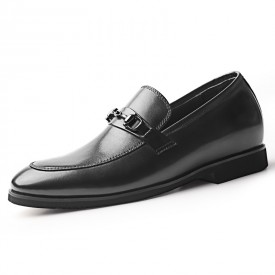 2020 Height Increasing Men Bit Loafers Black Lightweight Slip On Dress Shoes Add Taller 2.6inch / 6.5cm