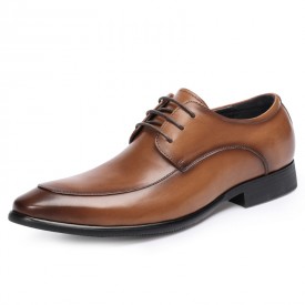 2021 European Taller Men Formal Shoes Brown Pointy Toe Men Wedding Shoes Height 2.4inch / 6cm