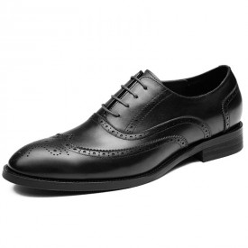 2022 Classic Elevator Brogue Oxfords Black Wing Tip Formal Tuxedo Shoes Increase 2.6inch / 6.5cm