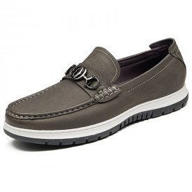 2022 Black-Gray Elevator Bit Loafers Fashion Slip On Casual Moccasins Shoes Taller 2.2inch / 5.5cm