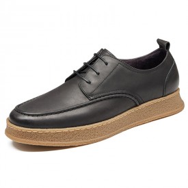 2022 All Match Elevator Casual Shoes Black Nubuck Hidden Lift Comfort Shoes Height 2.4inch / 6cm