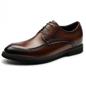 2023 British Hidden Taller Tuxedo Shoes Brown Lightweight Business Formal Derbies Gain 2.8inch / 7cm