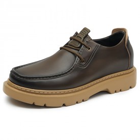 Super Light Elevator Trekker shoes Retro Coffee Calf Leather Casual Work Shoes Gain 2.8inch / 7cm