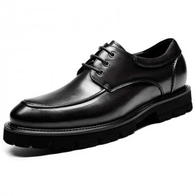 Refined Hidden Taller Formal Shoes Lightweight Black Cowhide Business Derbies Add Height 2.8inch / 7cm