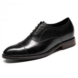 Luxurious Elevator Cap Oxfords Black Designer Lift Wedding Dress Shoes Add Taller 2.6inch / 6.5cm