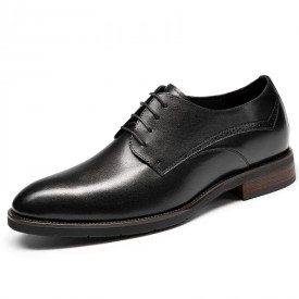 Elegant Elevator Formal Shoes Ultralight Black Cowhide Business Shoes Add Height 2.6inch / 6.5cm