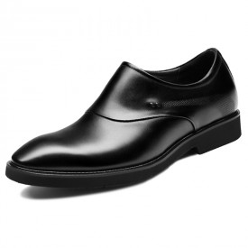 Lightweight Elevator Zip Tuxedo Shoes Black Slip On Business Formal Loafers Add Taller 2.8inch / 7cm