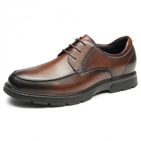 Superior Elevator Tuxedo Shoes Brown Gentlemen Height Increasing Derbies Look Taller 2.6inch / 6.5cm