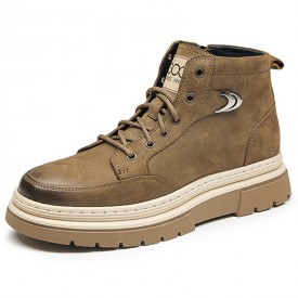 Daily Height Increasing Boots Green Premium Hidden Lift Side Zip Chukka Boots Gain 2.8inch / 7cm