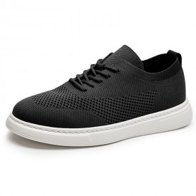 2024 Lightweight Elevator Flyknit Sneakers Black Versatile Skateboarding Shoes Height 2.2inch / 5.5cm