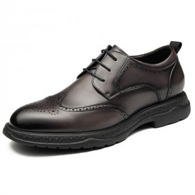 2022 Lightweight Elevator Business Shoes Black Calfskin Brogue Casual Shoes Increase 2.6inch / 6.5cm