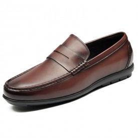 2022 Brown Elevator Penny Loafers Lightweight Lift Slip On Driving Shoes Gain Taller 2.2inch / 5.5cm