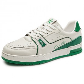 Finest Elevator Casual Shoes Breathable Green Cowhide Taller Skateboarding Shoes Get 2.4inch / 6cm