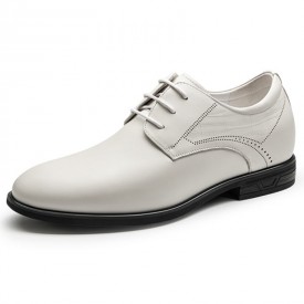 Impressive Elevator Groom Wedding Shoes White Fashion Hidden Taller Formal Derbies 2.6inch / 6.5cm