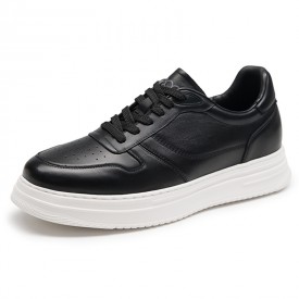 2024 Premium Elevator Skate Shoes Black Cowhide Leather Campus Sneakers Add Taller 2.4inch / 6cm