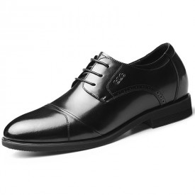 Famous Elevator Derby Shoes Classic Cap Toe Bridegroom Wedding Shoes Add Taller 2.6inch / 6.5cm