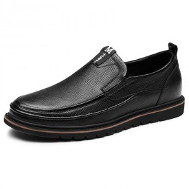 Best Height Increasing Loafers Black Soft Lambskin Slip On Casual Shoes Gain Taller 2.2inch / 5.5cm